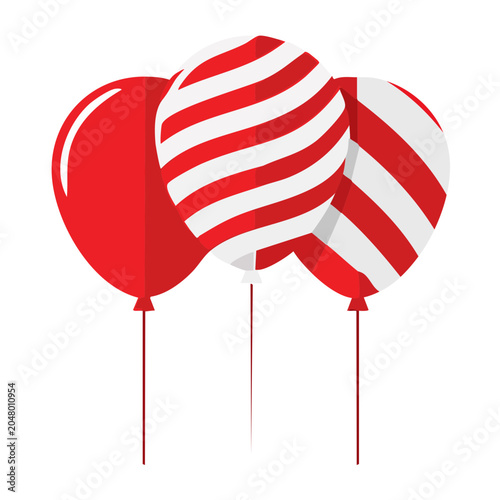Red and white balloons with striped pattern