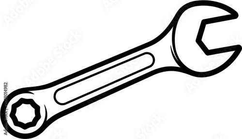 Combination Spanner Wrench Mechanic Tool Line Art Vector Icon