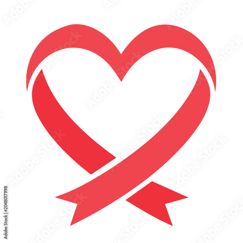 Red heart ribbon symbol