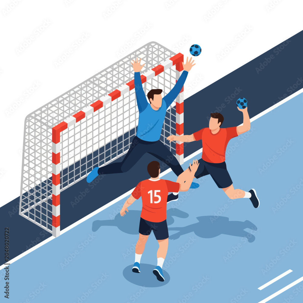 Fototapeta premium Handball players in action jump shot.