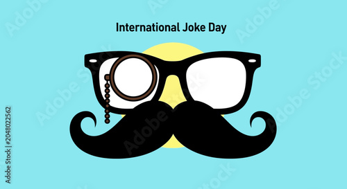 Фотография International Joke Day Fun: Hipster Glasses, Monocle, Mustache
