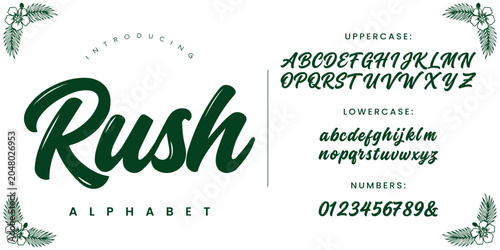 Rush Dynamic Brush Script Font Alphabet for Sporty Branding and Graphic Design