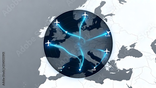 Airplane flight paths over Europe