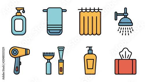 Canvastavla Colorful icons of household cleaning items.