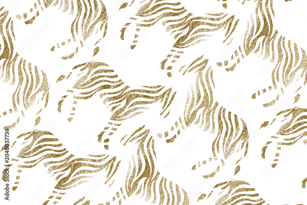 Obraz premium Zebra png pattern, transparent background, gold animal print