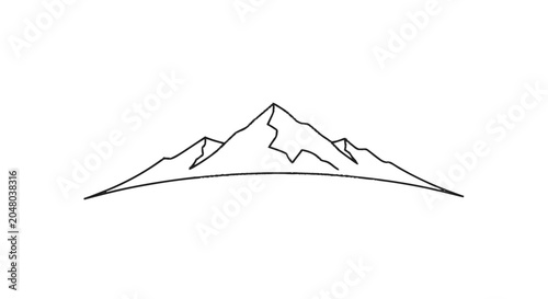 Minimalist single mountain peak line art logo.