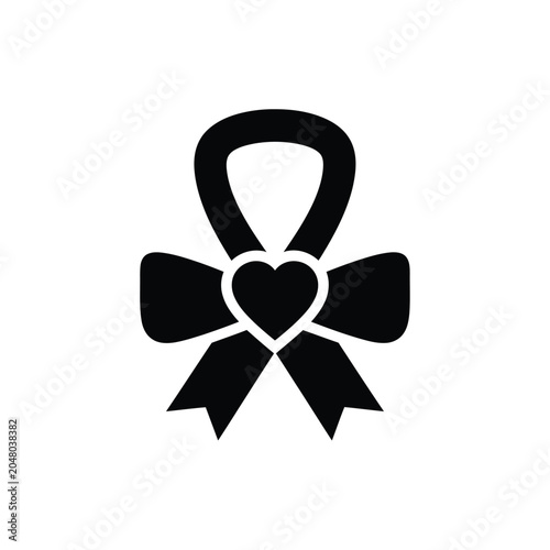 Photos Black heart bow icon symbol.
