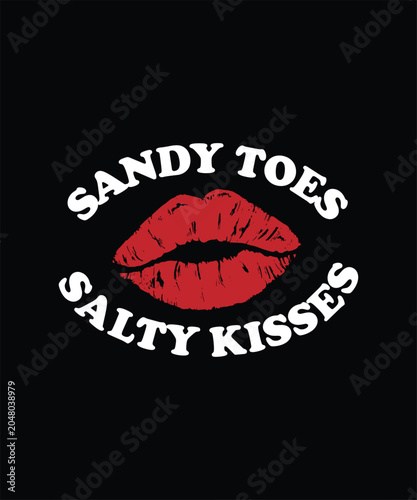 Sandy toes salty kisses beach life summer love ocean lover cute coastal tee