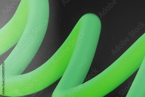 Fotografia 3D green tubular abstract shape with retro film dust and scratches texture