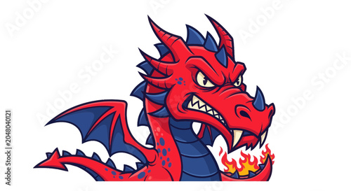 Fotografie Red dragon head with sharp teeth.