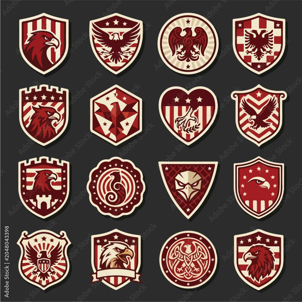 Obraz premium Eagle crests vector icon set