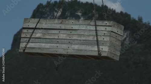 Suspended Stack of Metal Formwork Panels Lifted by Crane