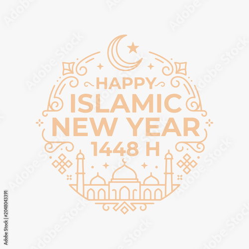 Vector Illustration Happy Islamic New Year 1448 H.