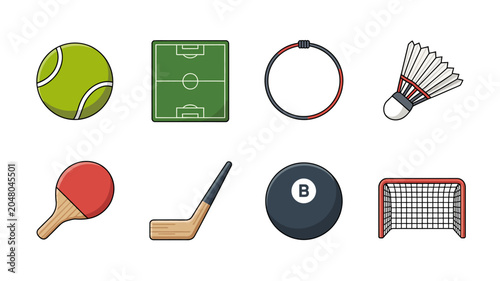 Tableau sur toile Assorted sports equipment and game icons set.