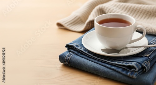 Steaming herbal tea in cozy home setting