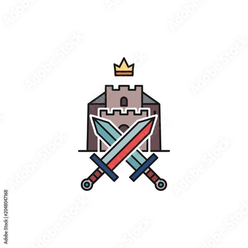 Fotografija Medieval Castle and Crossed Swords Icon
