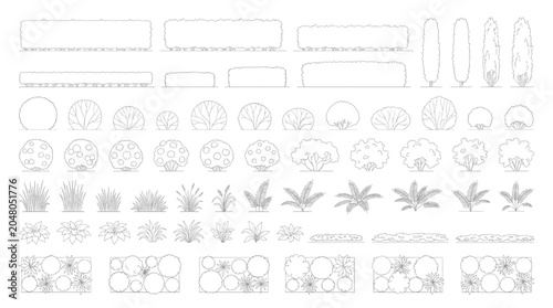 Fotografie Collection of Top-Down CAD Elements for Urban Planning and Landscape Design