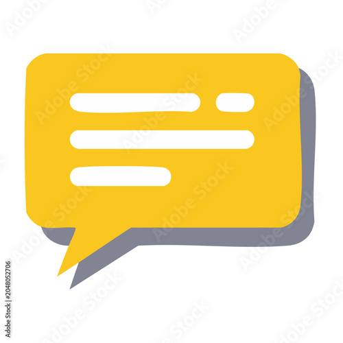 Yellow speech bubble icon with text lines
