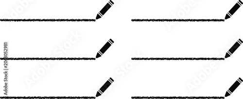 School Writing Silhouette Clipart | Hand Drawn Sketch Straight Border Set