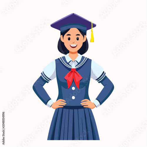Graduating Student in Cap and Gown