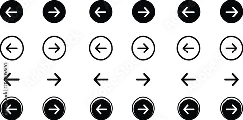 Navigation Arrow SVG Bundle | Left and Right Pointer Vector Icons. Website Interface Buttons Clipart | Next Previous Directions Silhouette Set
