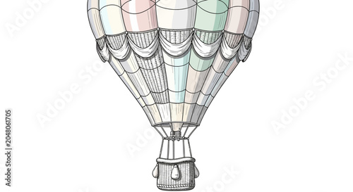 Vintage Hot Air Balloon Illustration with Pastel Colors