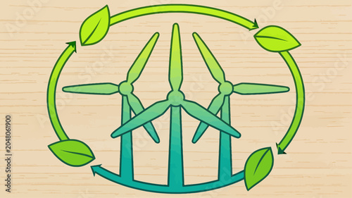 Wind Turbine Sustainable Energy Vector Illustration