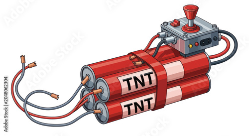 Fotografi Red dynamite bomb with detonator.