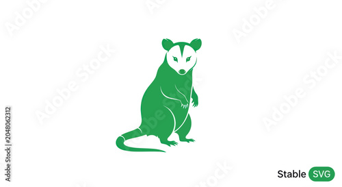 Canvas Print Green possum sitting on ground.
