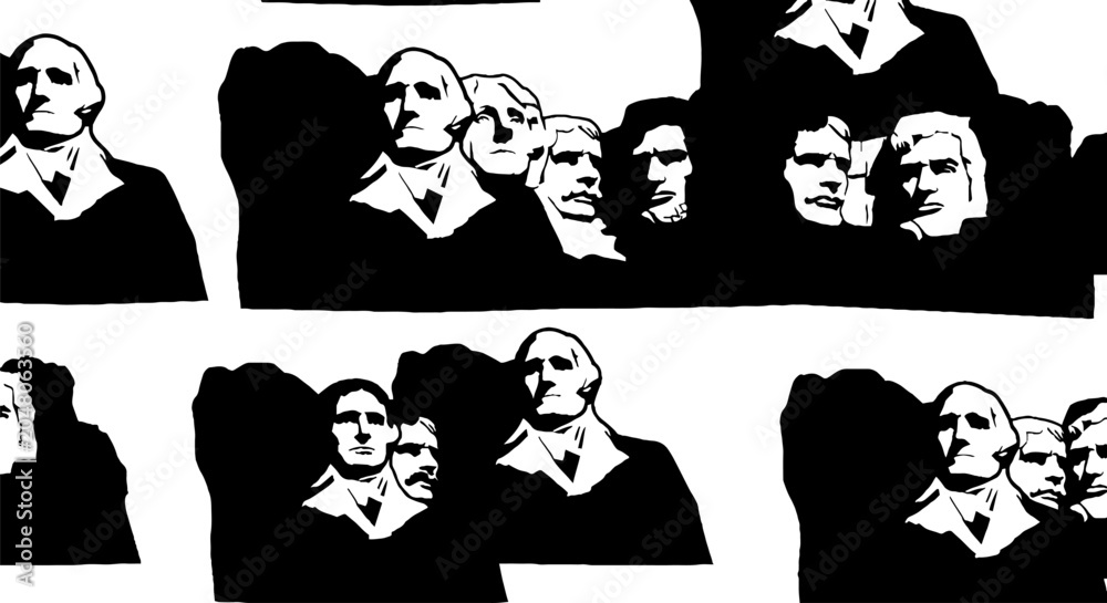 Obraz premium Black and white expressive stylized portrait illustrations of people.
