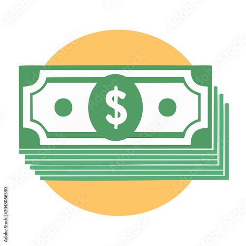 Flat design icon of a stack of money with dollar sign