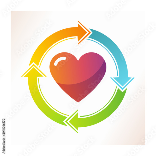 Heart with circular arrows icon
