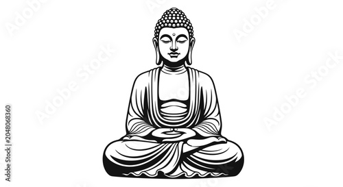 Fotografía Buddha Statue Sitting Meditation Zen Buddhism Enlightenment White Background