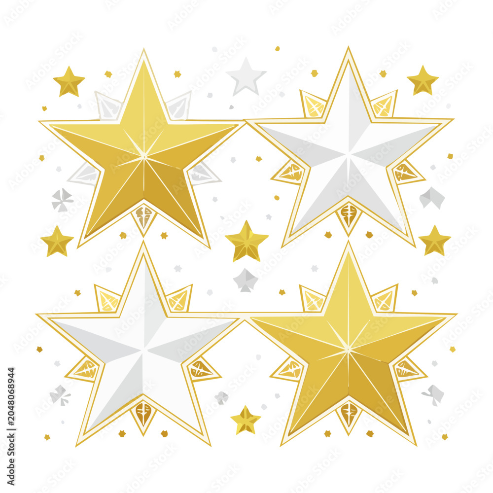 Obraz premium Gold and Silver Stars Decoration