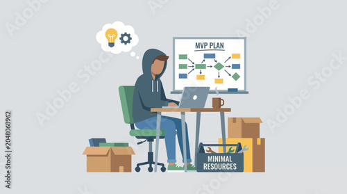 Fotografie Bootstrapping Founder Building MVP Product with Minimal Resources