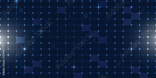 Futuristic hud technology background with glowing blue grid and circles