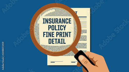Foto Insurance Policy Fine Print Magnifying Glass Detail
