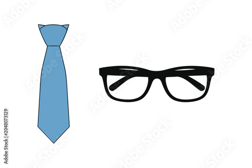 Billede på lærred A blue tie and a pair of black glasses