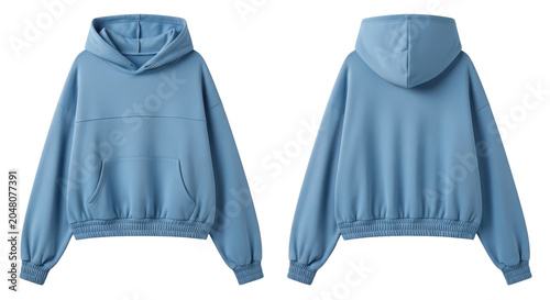 Light blue hoodie front and back view - casual sweatshirt with pocket and hood