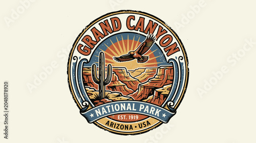 Konstfotografi Grand canyon national park emblem design illustration