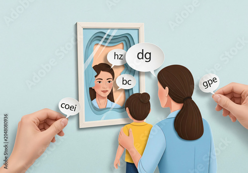 Concept of language development and speech therapy for mother and child