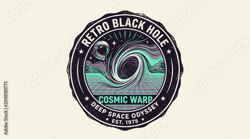 Konstfotografi Retro black hole cosmic warp deep space odyssey illustration