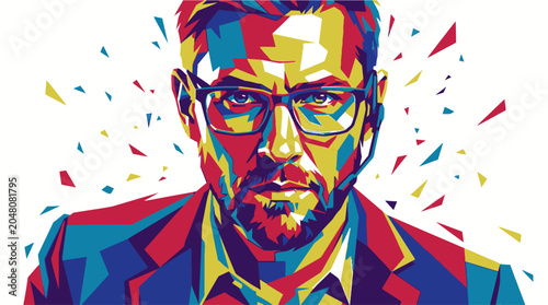 Fotografia Man Wearing Glasses and Suit.