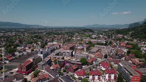 Aerial View of Garnmarkt District in Götzis with Urban Development and Alpine Landscape 2