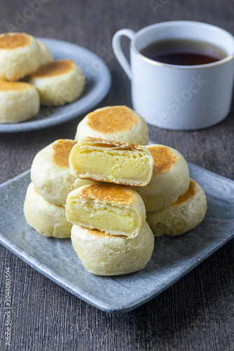 фотографія Authentic Bakpia Kacang Hijau or bakpia with mung bean filling, a popular sweet
