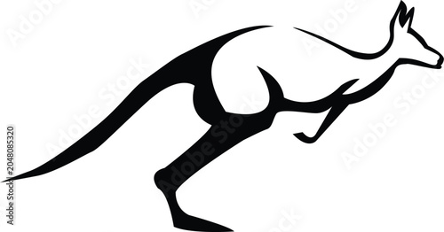 Foto A black silhouette of a kangaroo in motion, representing agility and athleticism