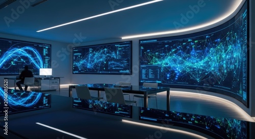 Modern Command Center with Data Visualization.
