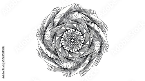 Obraz na płótnie Abstract Geometric Spiral Pattern - Black and White Op Art Design