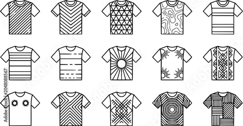 Black and White Line Art T-Shirt Designs Vector Set