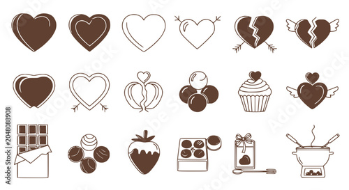Foto Chocolate Heart Icons: Valentine's Day, Love, Sweet Treats, Desserts, Romantic S
